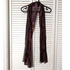 Purple & Brown Paisley Scarf, Fashion Scarf, Long Scarf, Flower Scarf